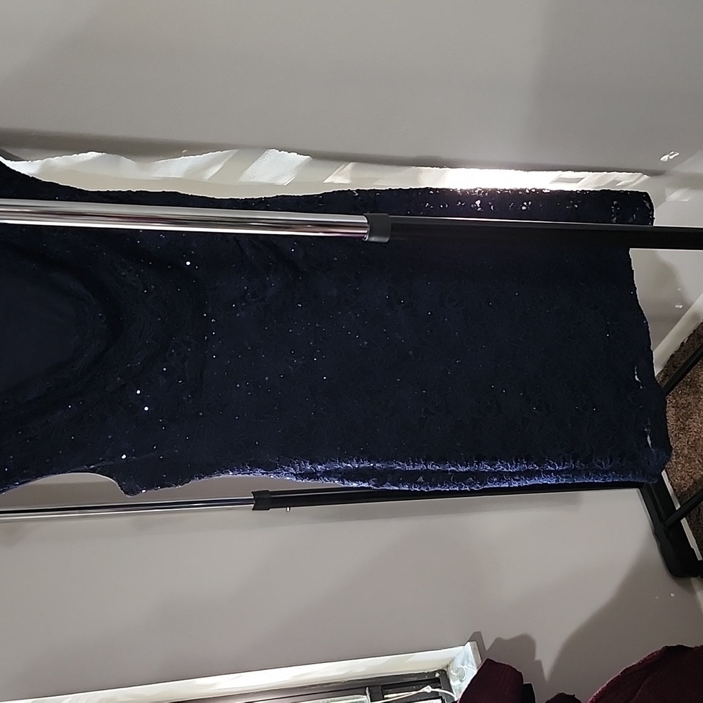 Connected Apparel Navy Sequin Midi Dress